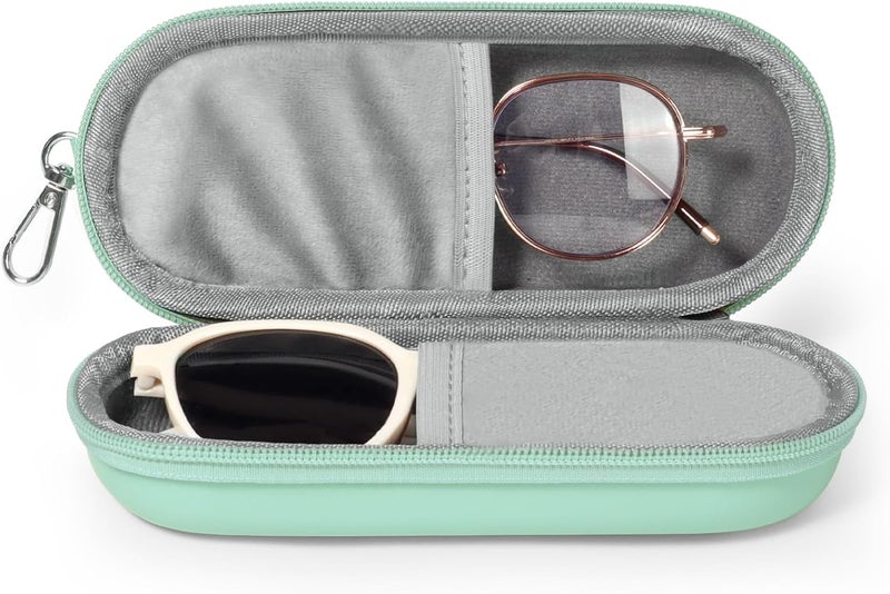 Huvon Double Eyeglasses Case, Dual Glasses Sunglasses Organizer with Zipper Closure, Eyewear Storage Box for Men Women Travel - Image 1